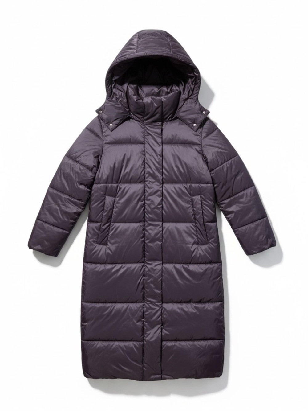 Banana Republic Factory Long Hooded Puffer Coat Plum Size Small
